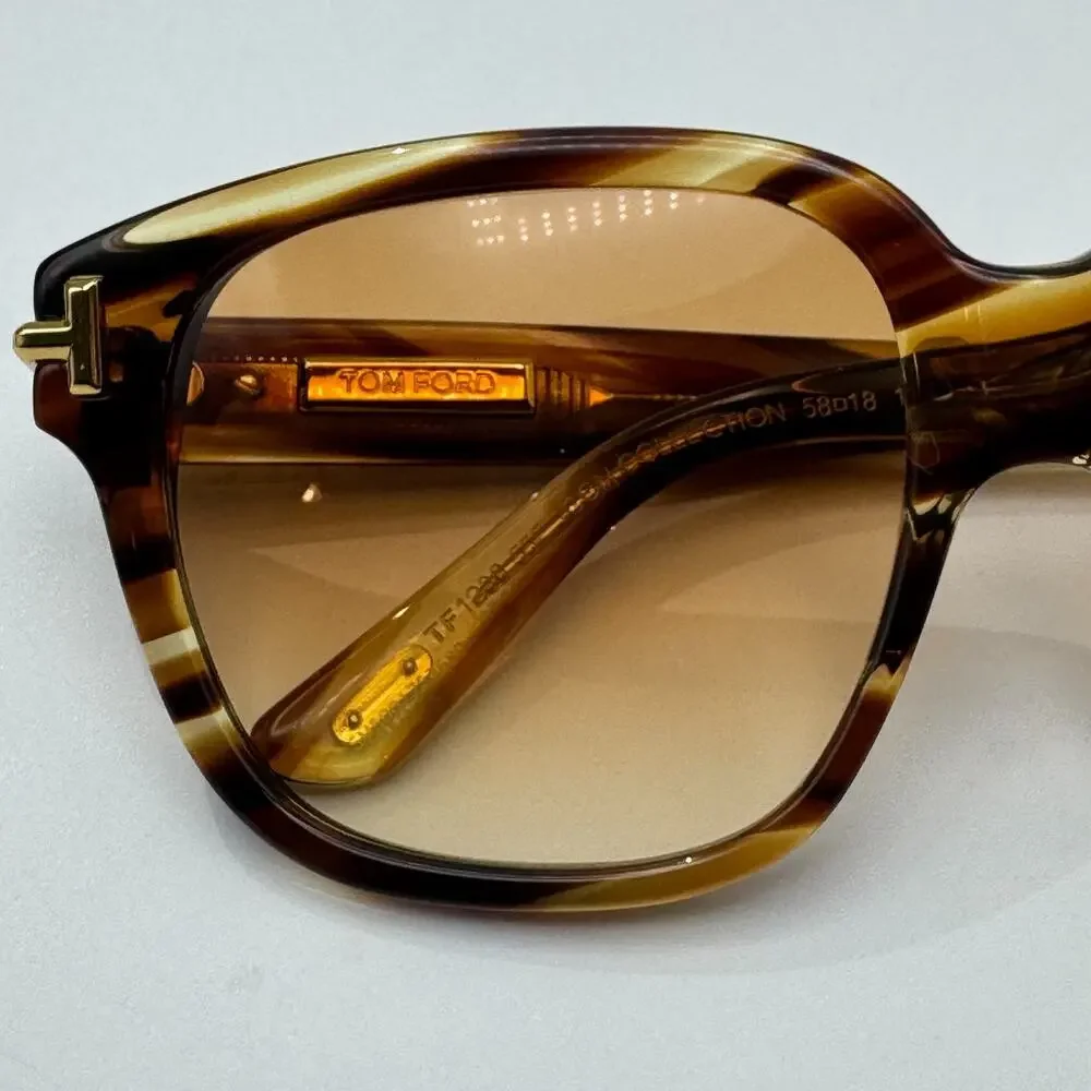Tom Ford Sunglasses Icon FT1236 55F Havana Square Frame Brown Gradient Lens 58mm